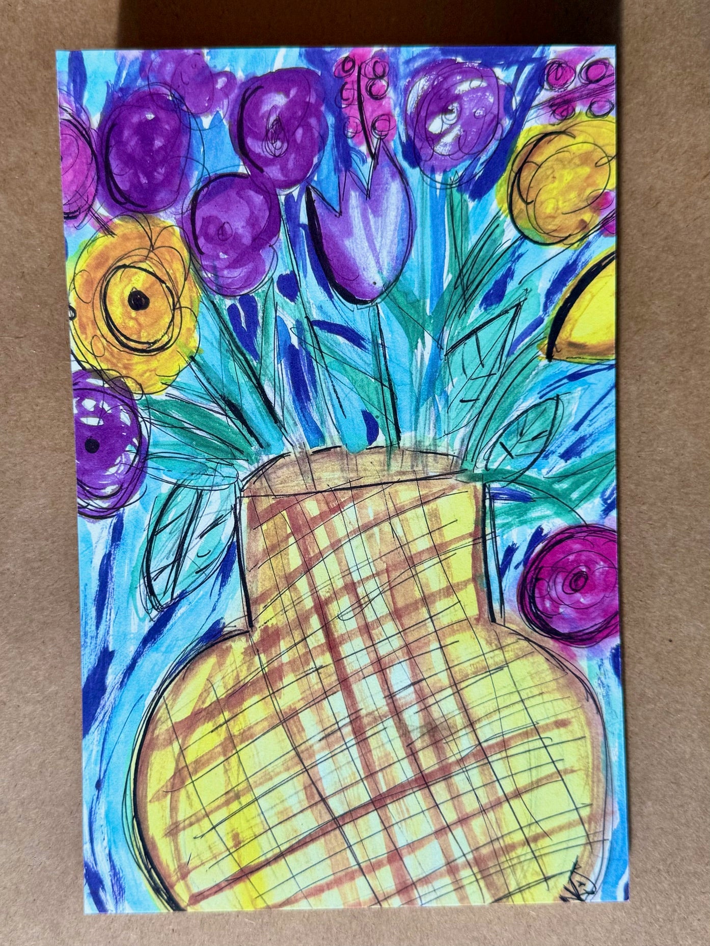 Colorful Flowers in Vase Notepad (Large)