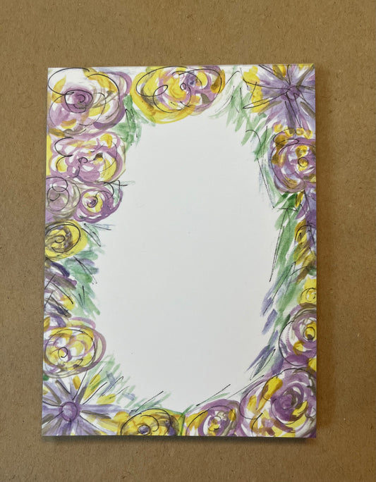 Purple/Yellow Flowers Notepad (Small)