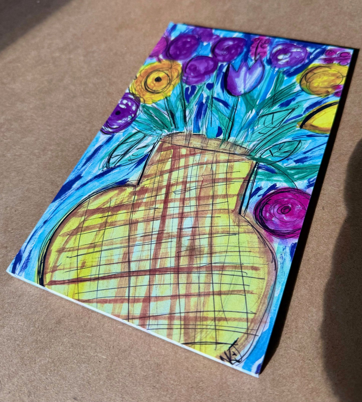 Colorful Flowers in Vase Notepad (Large)